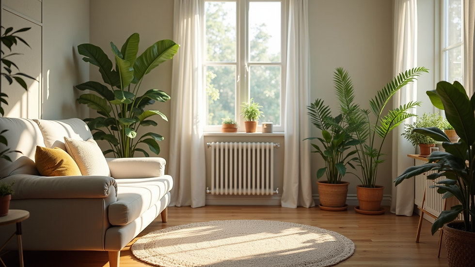 Eye-level view of a cozy naturopathic consultation room with plants and natural light
