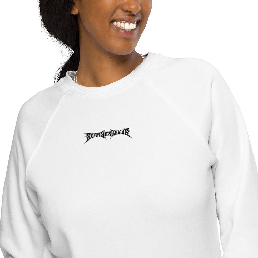 Thumbnail: White Heavy Metal Embroidered Logo Unisex Raglan Sweatshirt