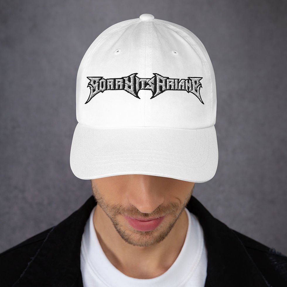 Thumbnail: White Heavy Metal Embroidered Logo Dad Hat