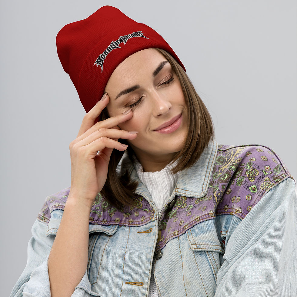 Thumbnail: Black Heavy Metal Logo Embroidered Beanie