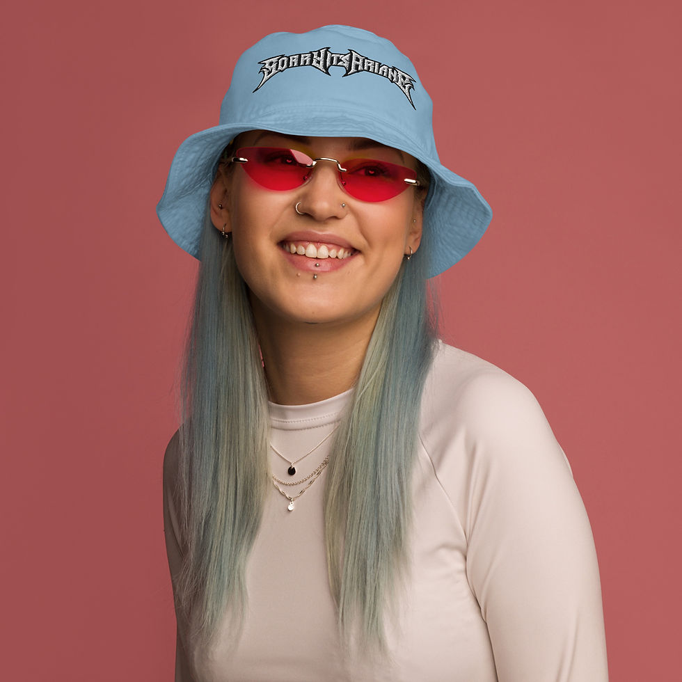 Thumbnail: White Heavy Metal Embroidered Logo Organic bucket hat
