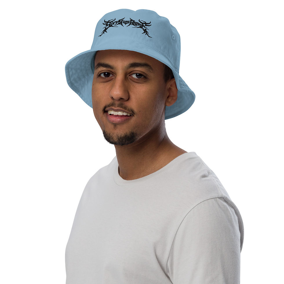 Thumbnail: Black Death Metal Embroidered Logo Organic Bucket Hat