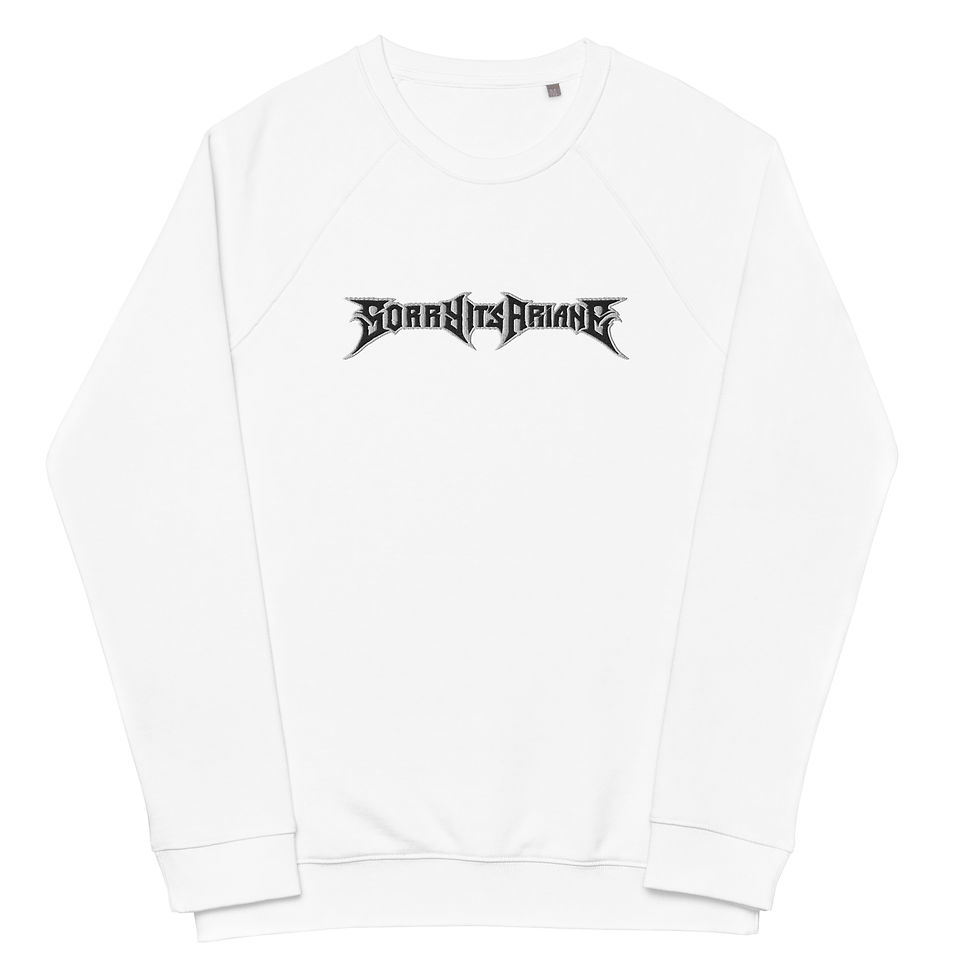 Thumbnail: White Heavy Metal Embroidered Logo Unisex Raglan Sweatshirt