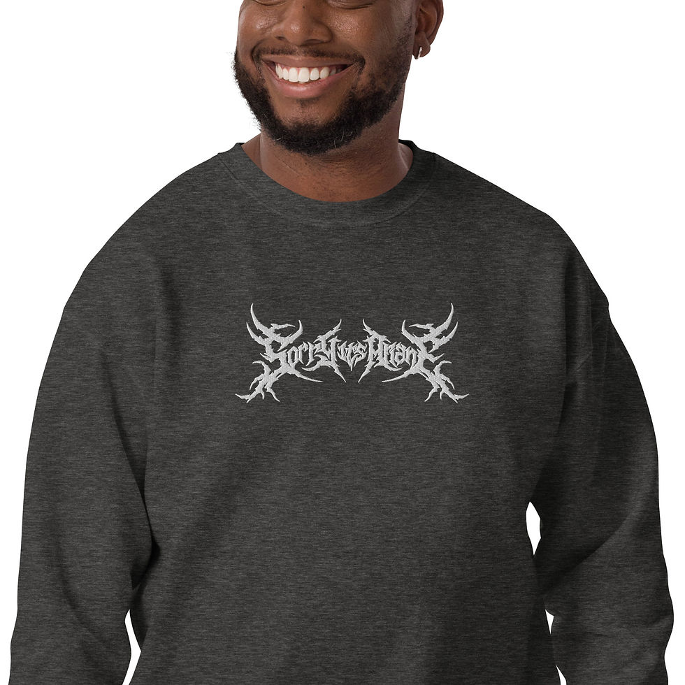 Thumbnail: White Deathmetal Embroidered Logo Unisex Premium Sweatshirt