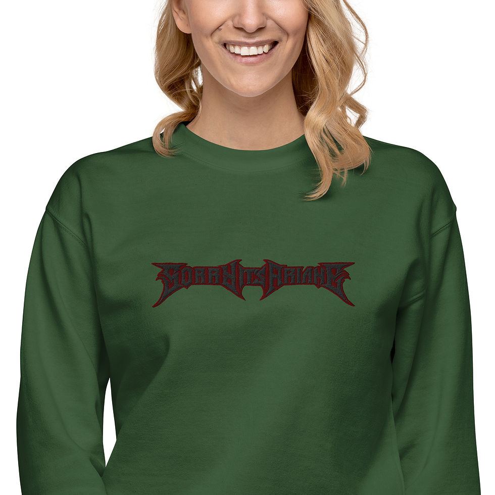 Thumbnail: Red Heavy Metal Embroidered Logo Unisex Premium Sweatshirt