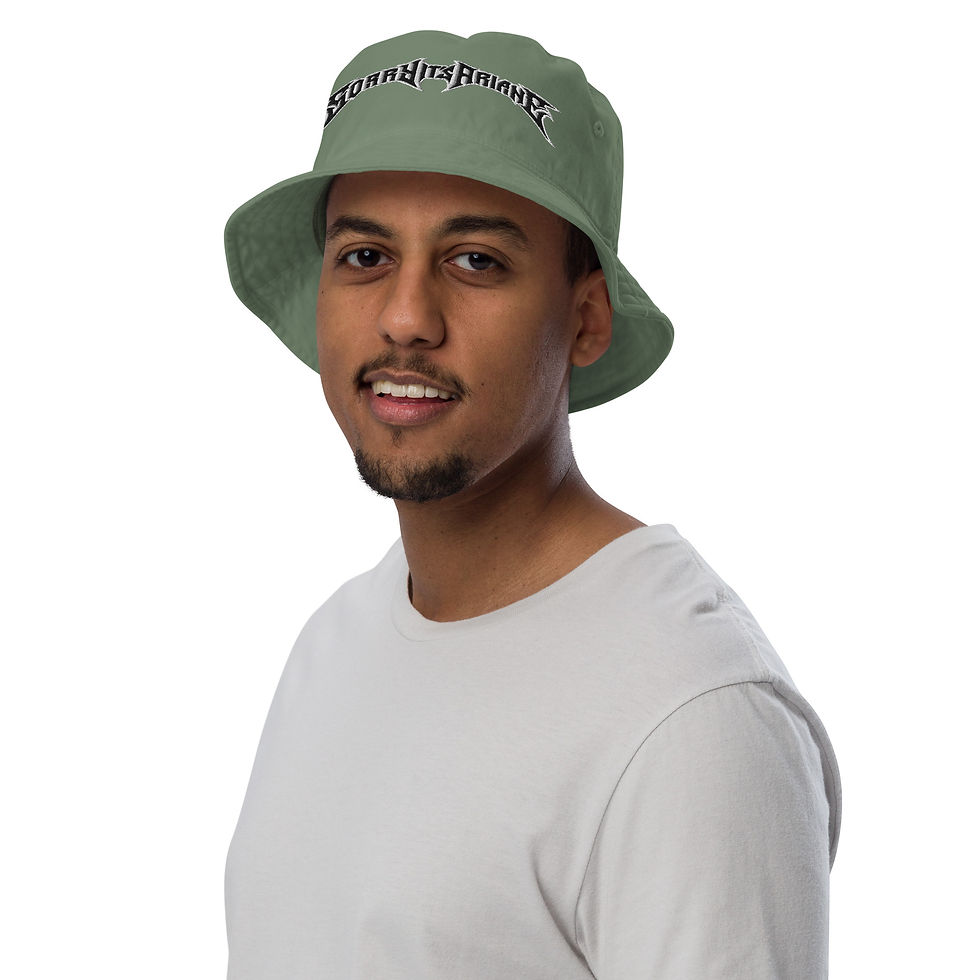 Thumbnail: Black Heavy Metal Embroidered Logo Organic Bucket Hat