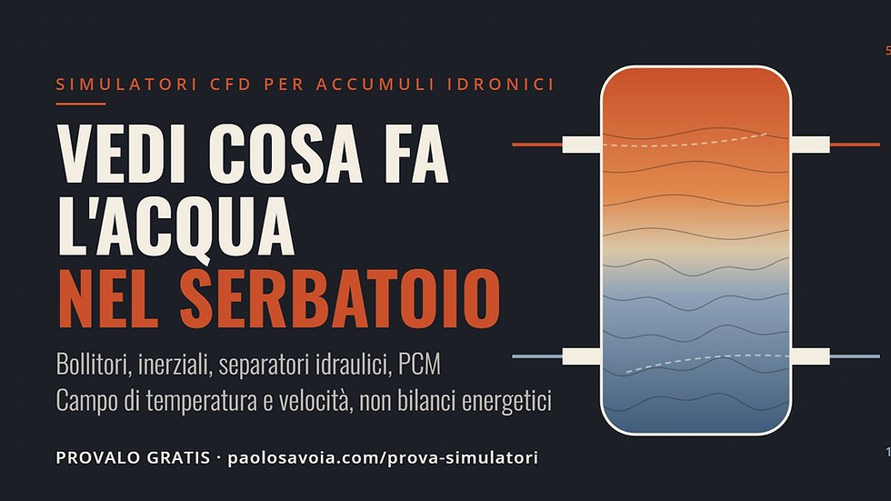 Simulatori CFD per accumuli idronici: campo di temperatura in un inerziale a 4 attacchi