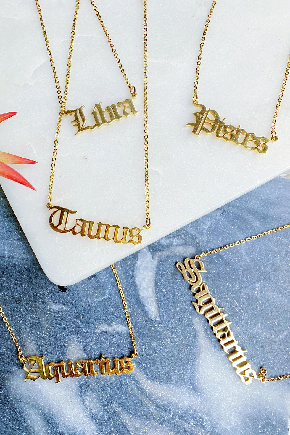 Thumbnail: Old English Zodiac Necklace