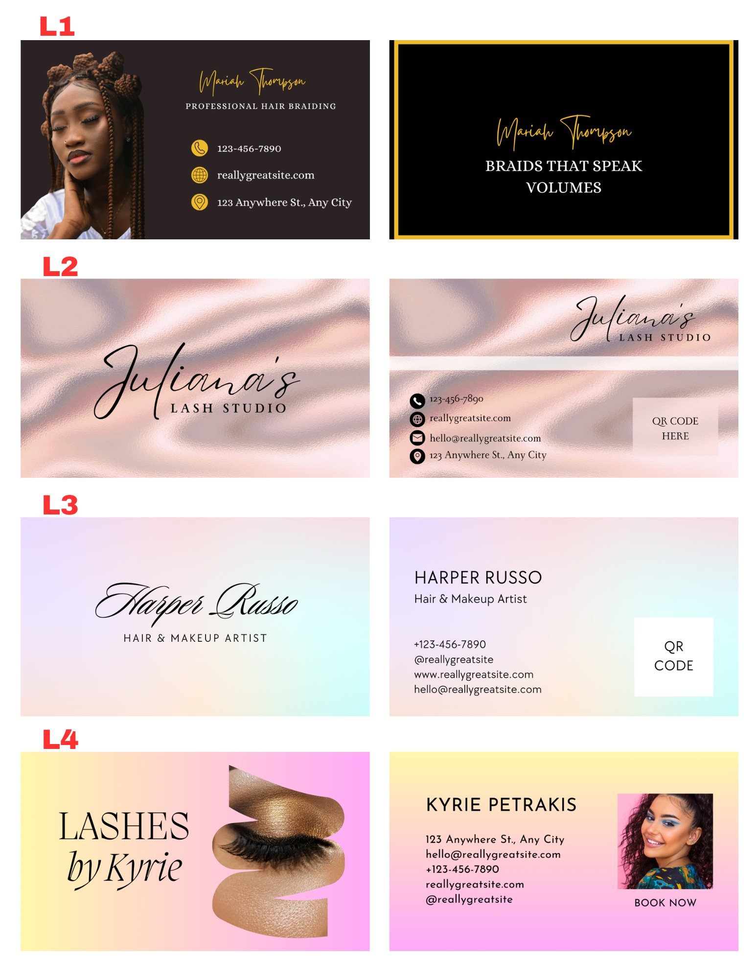 Lash Tech Business Cards (choose option or upload design)