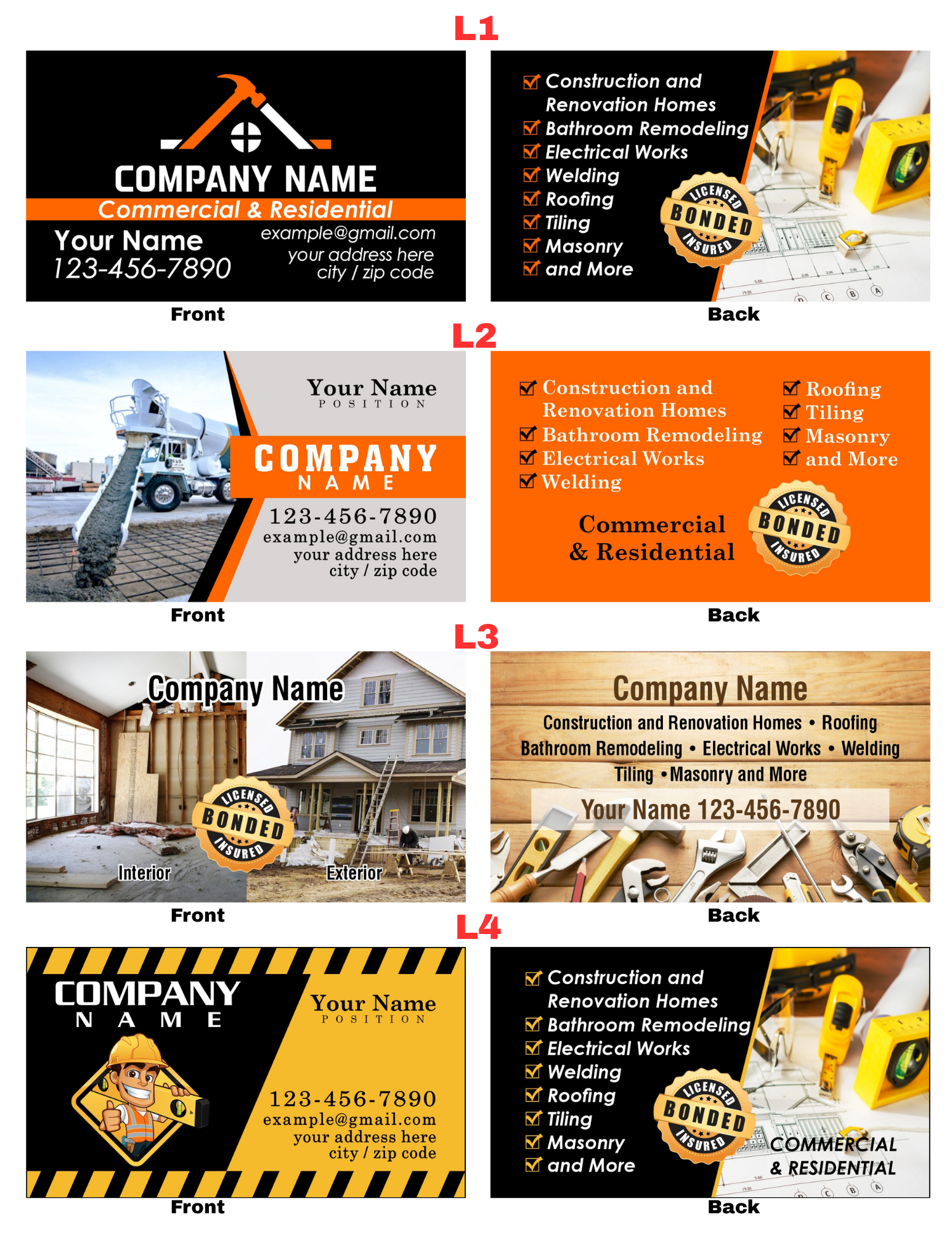 Construction Business Cards