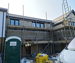 A new extension, rendered in a sand & cement mortar in Saltash, Cornwall, Plymouth