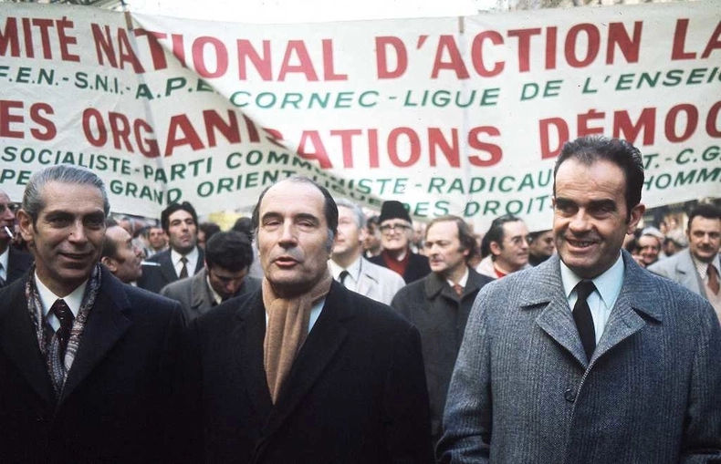 Robert Fabre (Radicaux de gauche), François Mitterrand (PS) et Georges Marchais (PCF), artisans du Programme commun de la gauche.