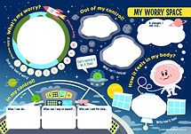 My Worry Space anxiety worksheet for children aged 5-10 to explore and express worries