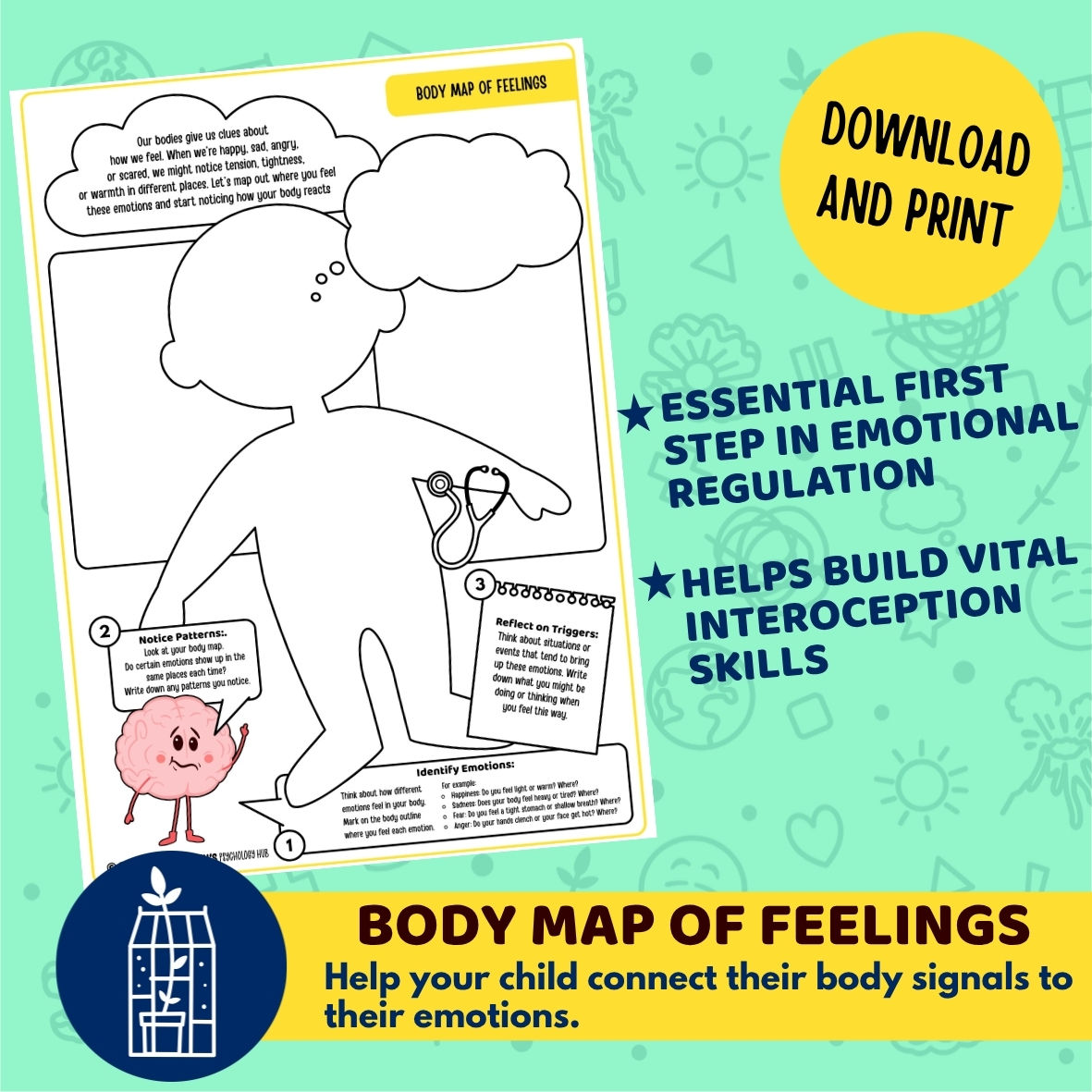 Body Map of Feelings Worksheet
