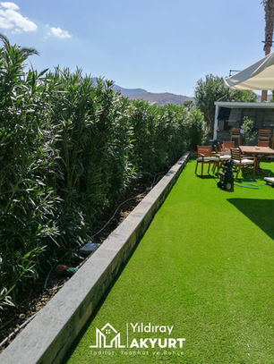 bodrum bahçe yapay çim uygulaması