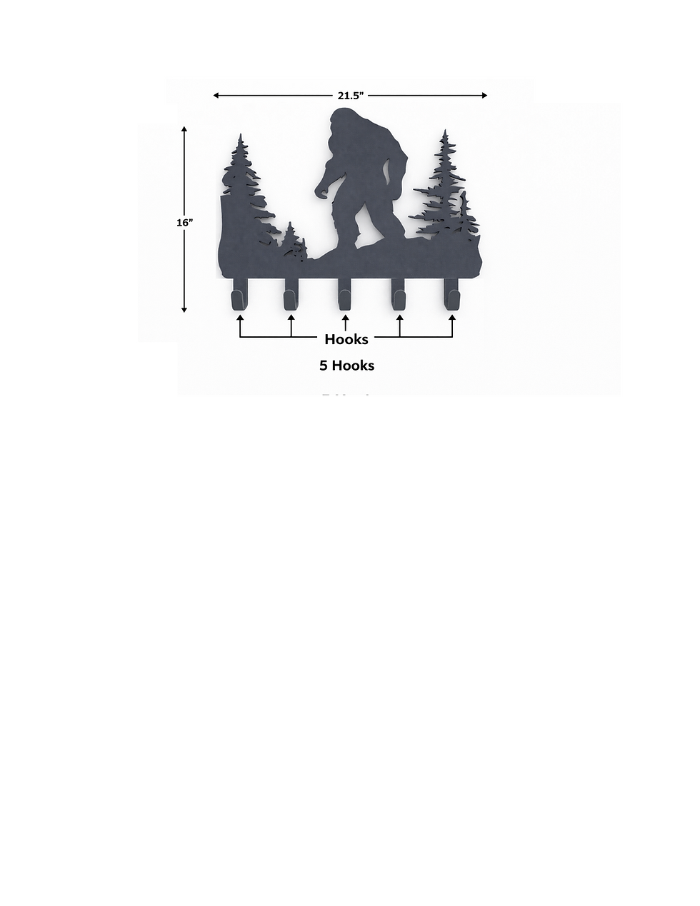 Thumbnail: Bigfoot Metal Wall Hanger with Hooks | Rustic Cabin Coat Rack | Sasquatch Wall 