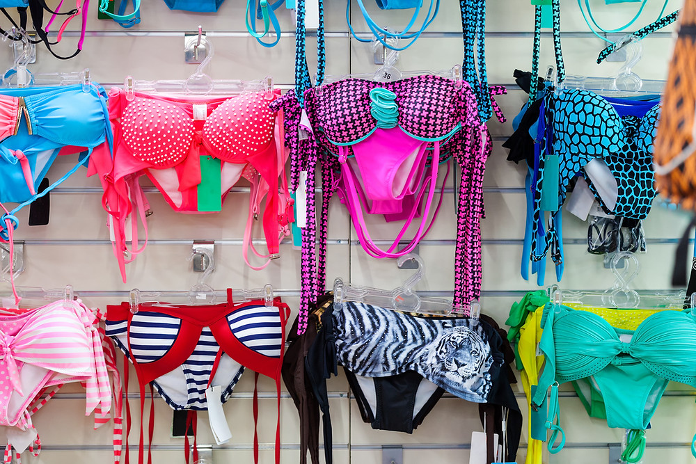 trying on bathing suits