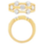 14K yellow gold St. Johnian Radiance ring with brilliant round diamonds bezel-set in a three-row scattered bubble pattern on