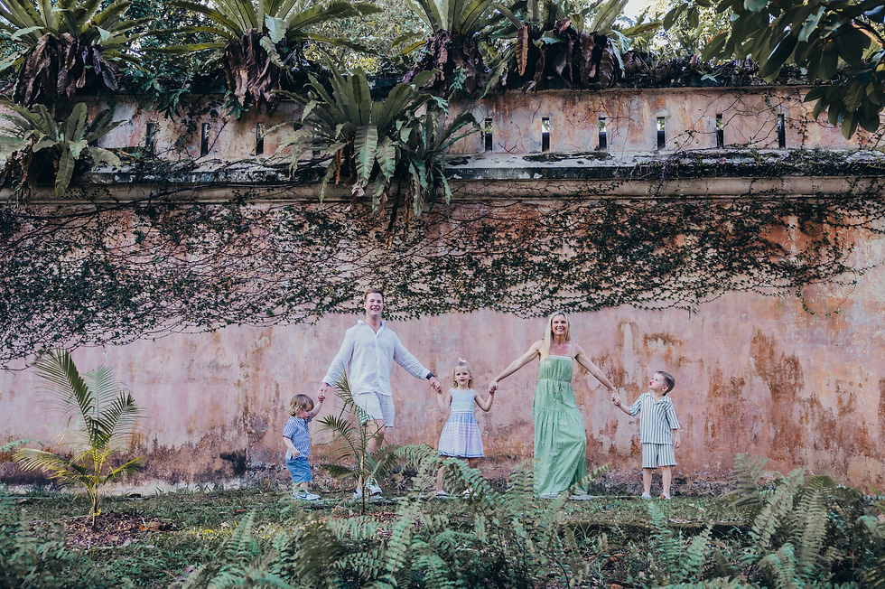Natural family photography session at a scenic Singapore location