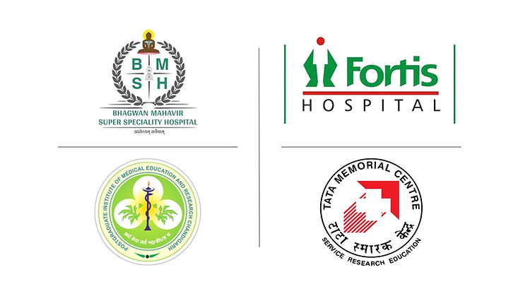 Client List including Fortis Hospital, BMSH Hospital, PGI Hospital, Tata Memorial Centre