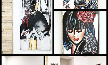 café Mimosa , art work ,expositions,montreal artist, josiane bossy, josiart, urban art , street art, contemporary art women artist spray paint, resto montreal , brunch, work hard brunch harder, Bossy