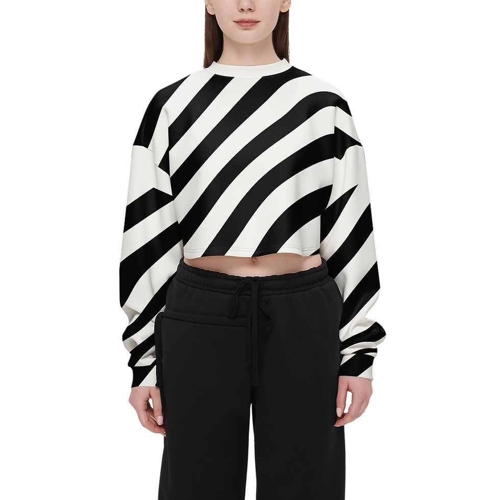 Thumbnail: Women's Cropped Crewneck Sweatshirt-Techno Scuba Knit