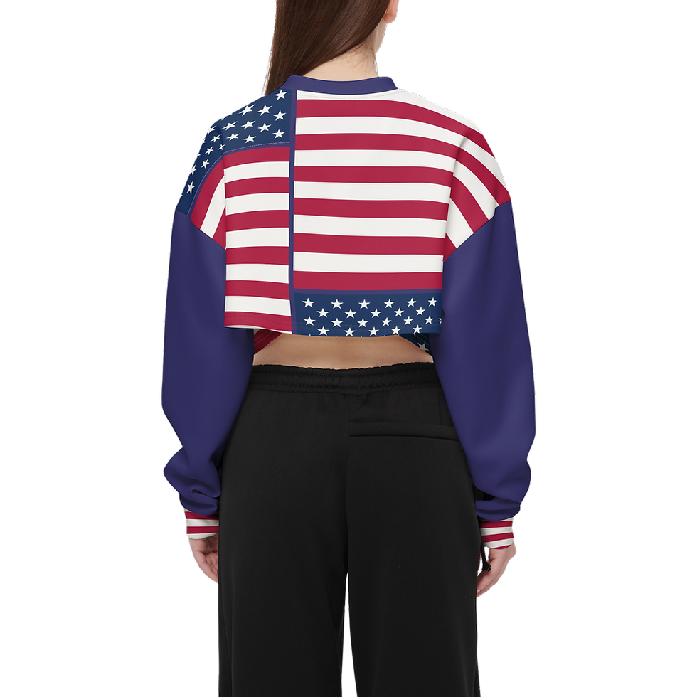 Thumbnail: Women's Cropped Crewneck Sweatshirt-Techno Scuba Knit