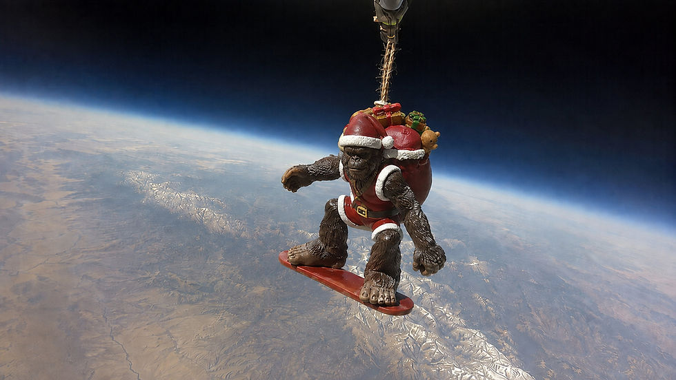 Thumbnail: Sasquatch Santa Snowboarder Christmas Ornament