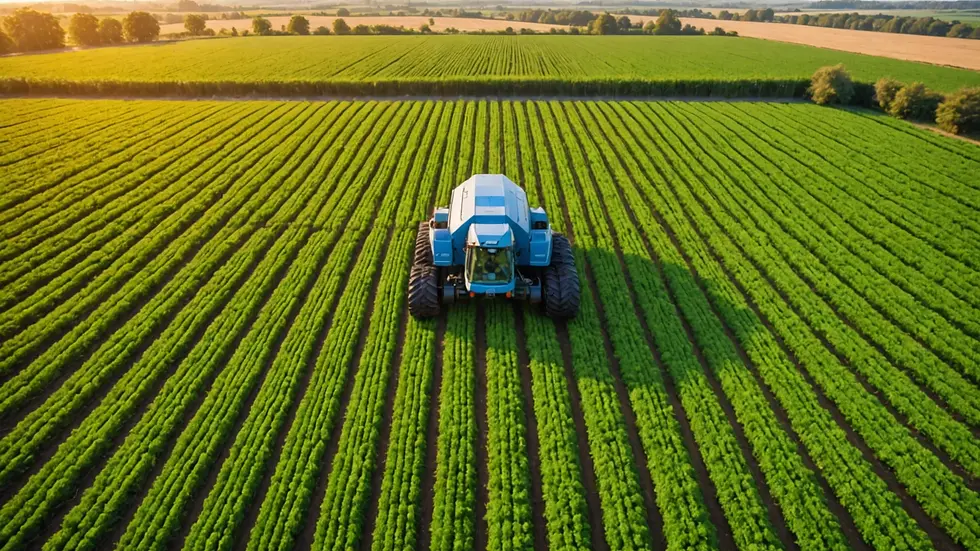 Wide angle view of innovative sustainable farming technologies