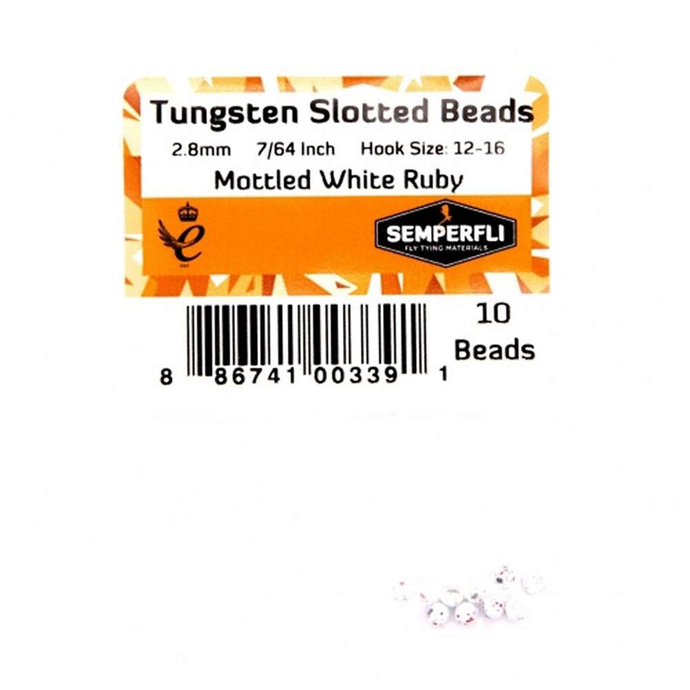 Thumbnail: Tungsten Slotted Beads 2.8mm (7/64 inch) Mottled White Ruby