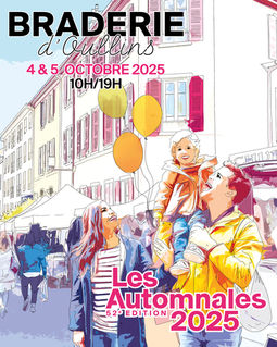 Affiche illustrée de la braderie des automnales d'Oullins 2025