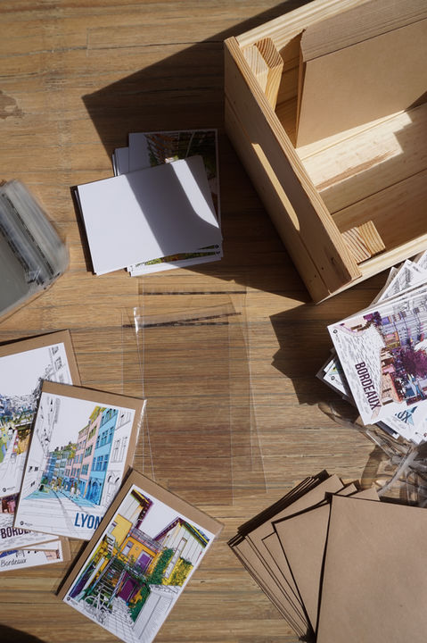 emballage de cartes postales