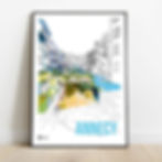 illustration de la ville d'Annecy en bleu