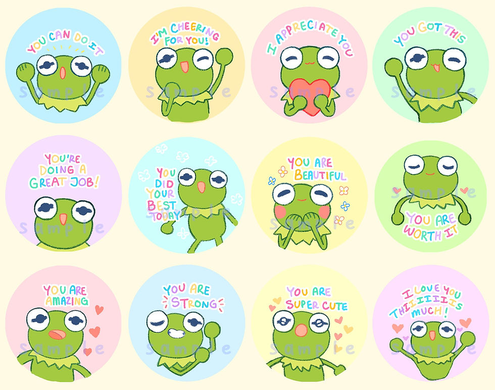 Thumbnail: Positive Affirmations Kermie Buttons - 1.5"