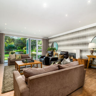 Luxury home interior featuring a modern living room and open-plan design.