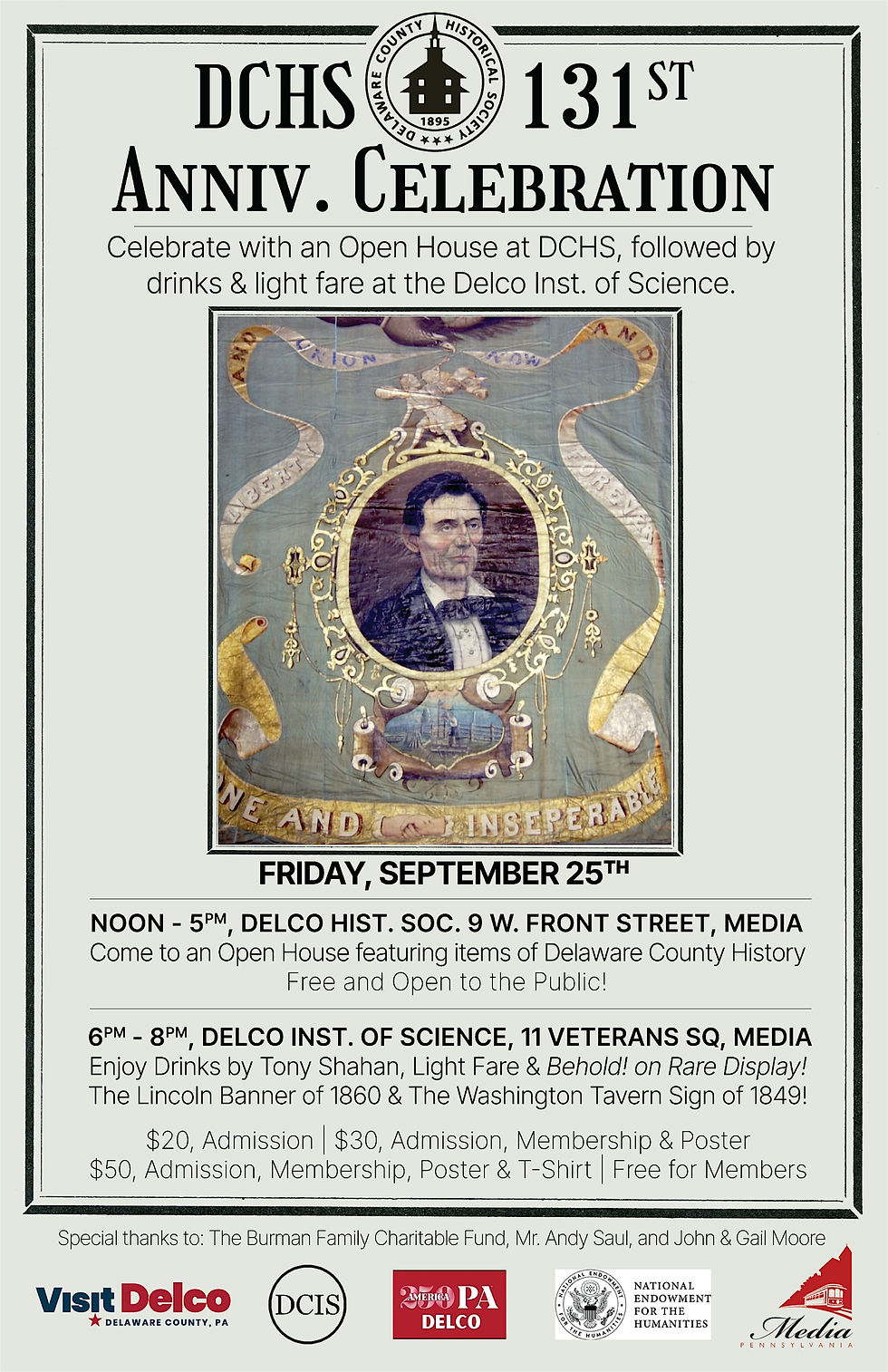 250*Delco Historical Society 131st Birthday Celebration- Open House