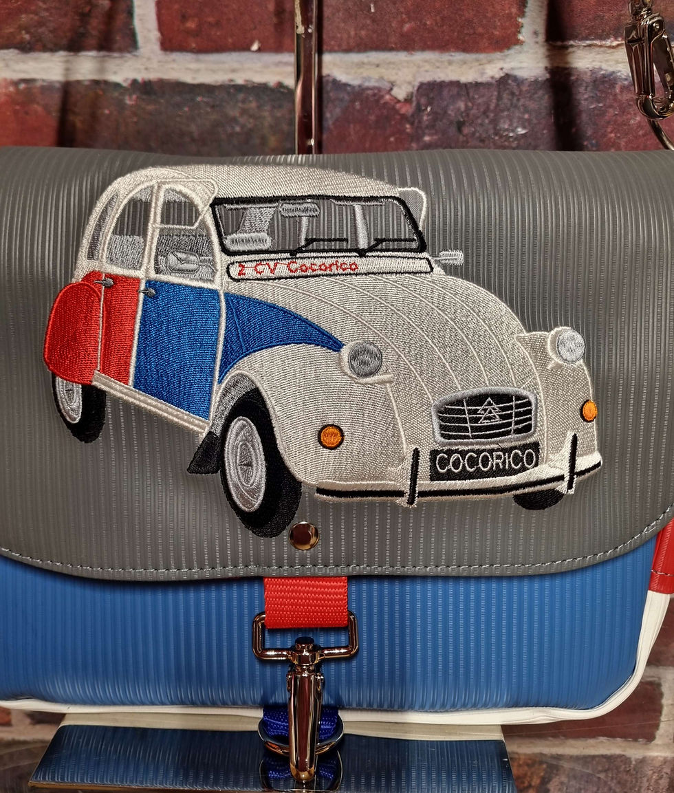 Miniatura: Sac bandoulière thème 2CV cocorico 