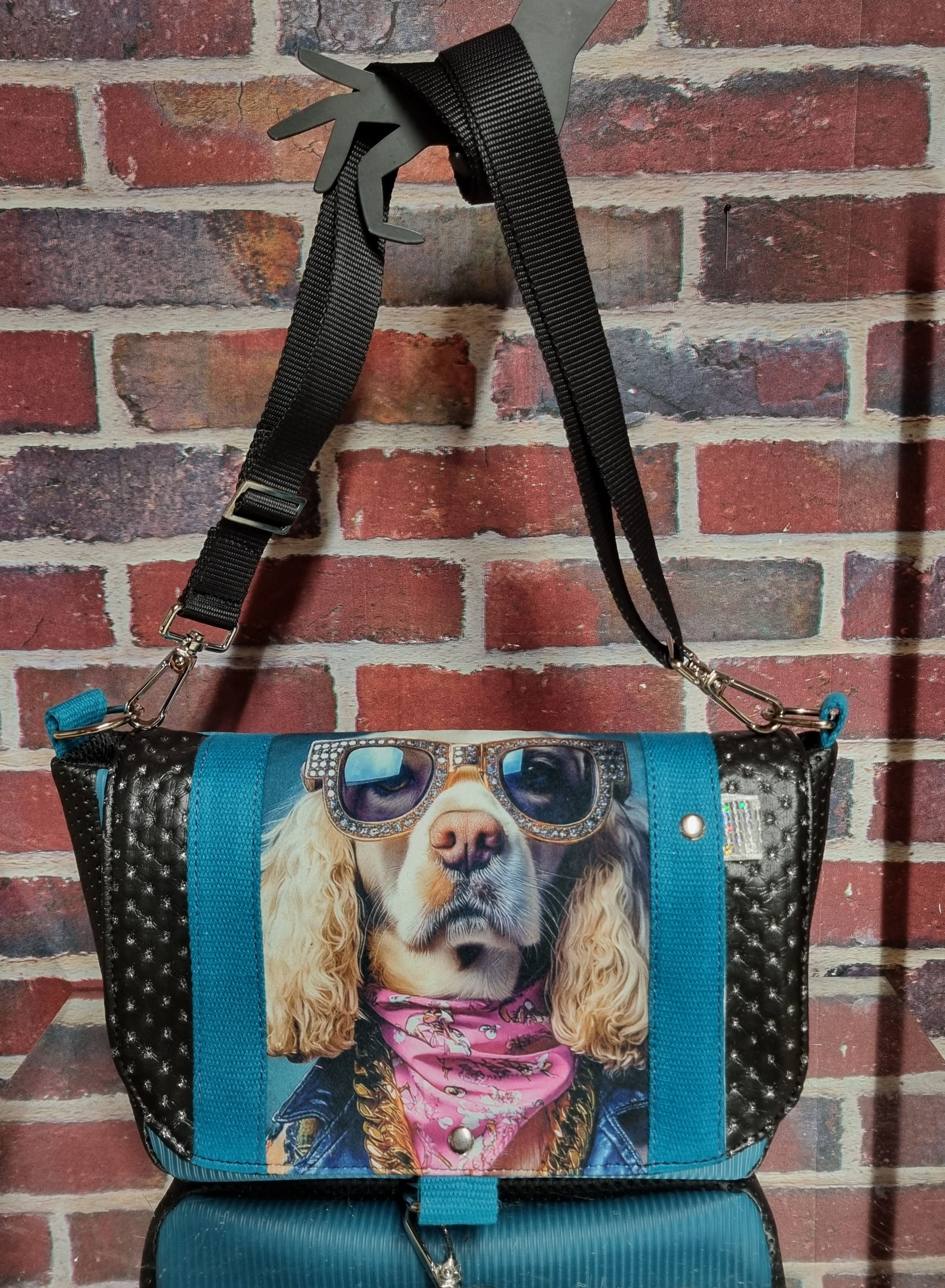 Sac bandoulière thème chien bling bling 