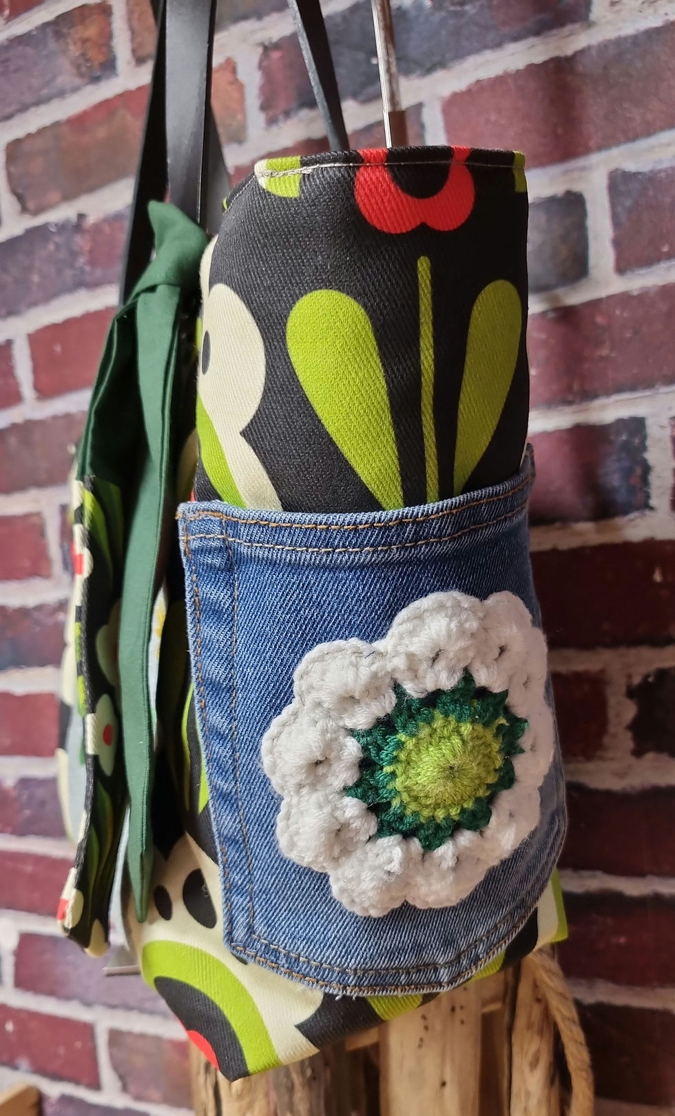 Miniature : Cabas flower power seventys vert +trousse