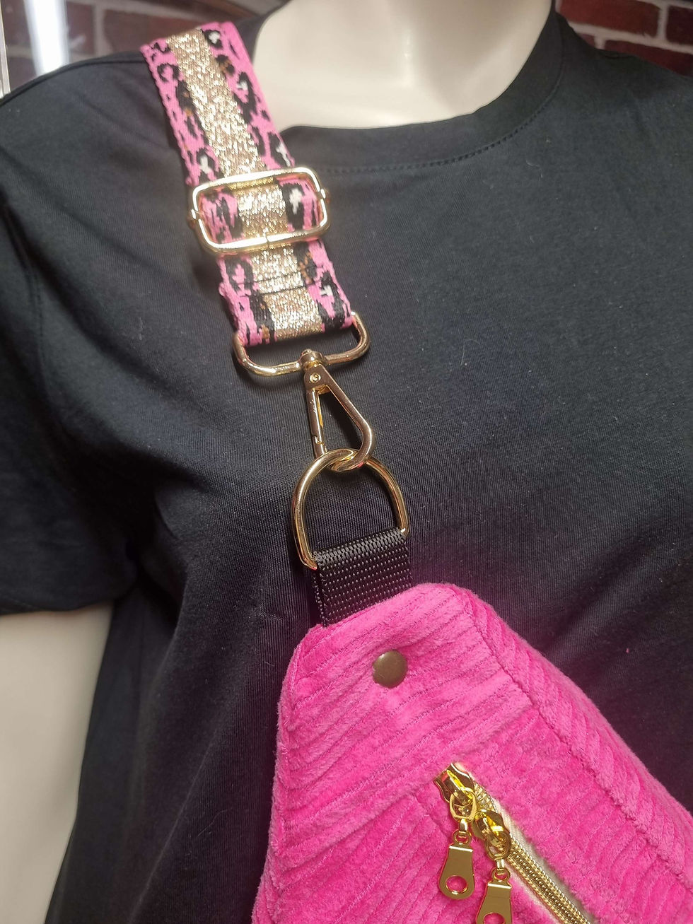 Miniatura: Sac banane XXL velours côtelé rose