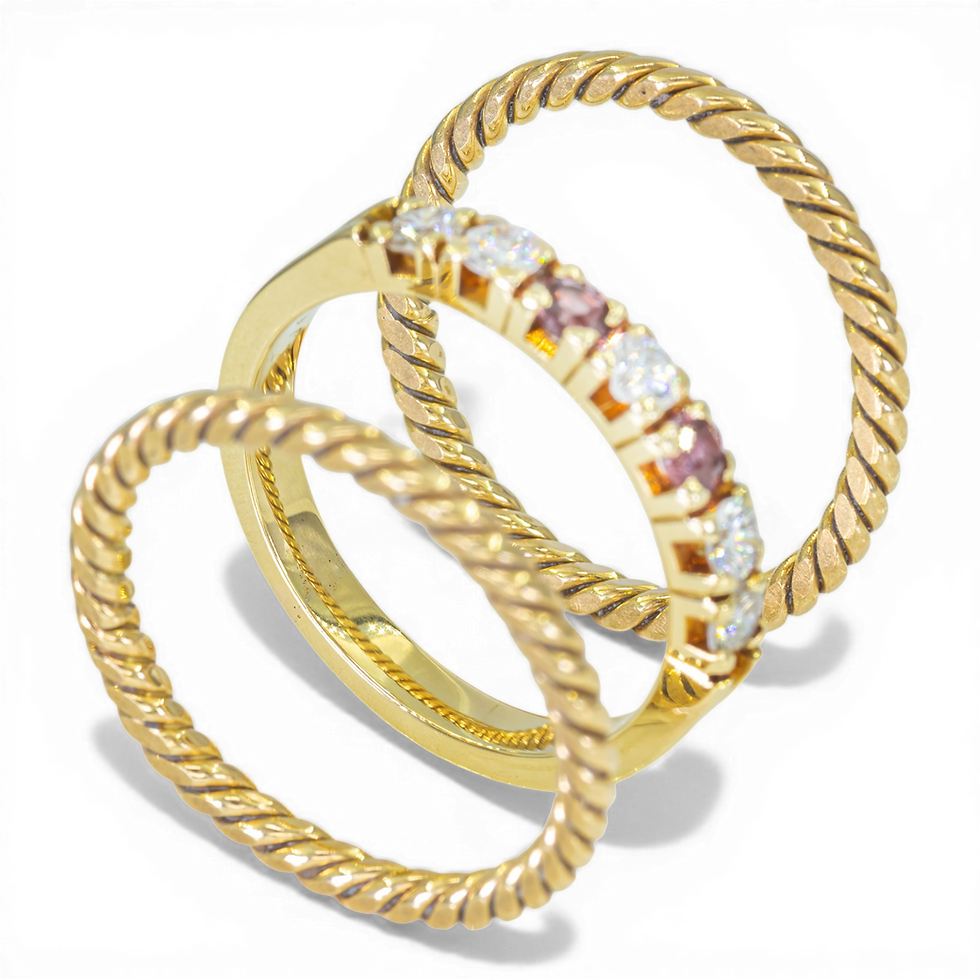 Thumbnail: 14K Gouden ring – 0,56CT Diamant & Robijn
