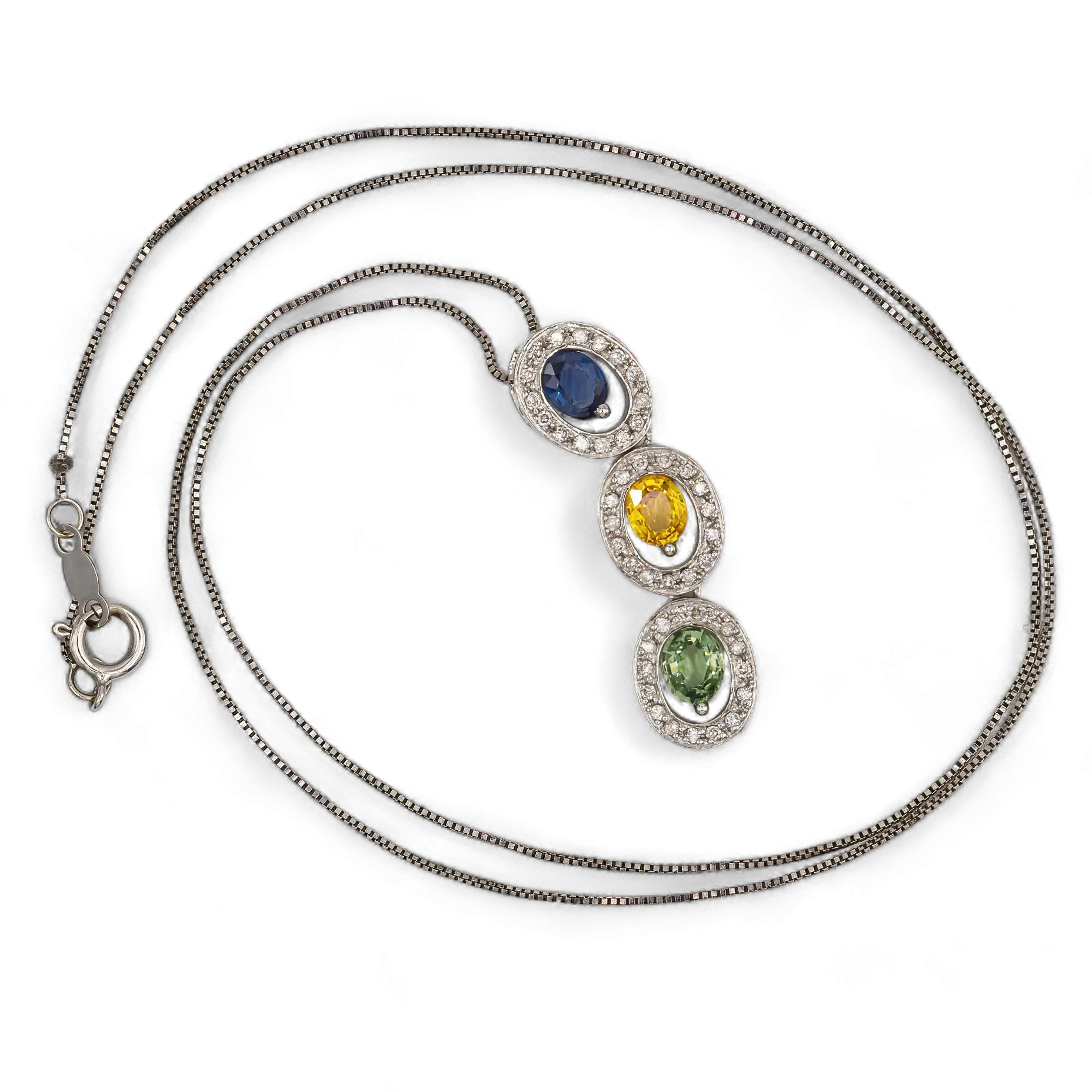 14K Gouden hanger – 0,20CT Diamant & 1,30CT Saffier