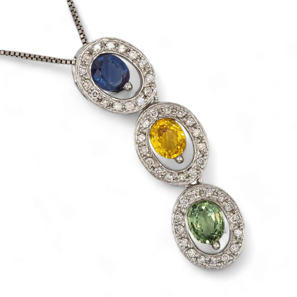 Thumbnail: 14K Gouden hanger – 0,20CT Diamant & 1,30CT Saffier