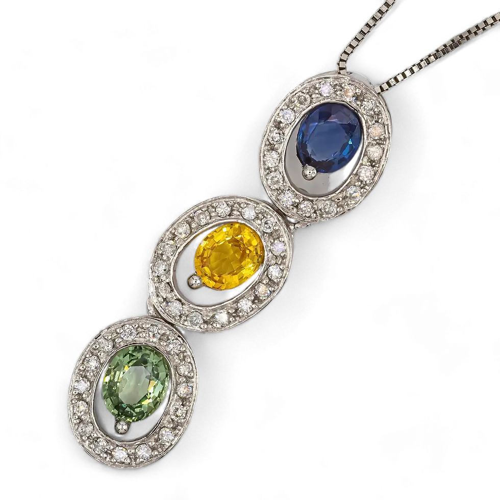 Thumbnail: 14K Gouden hanger – 0,20CT Diamant & 1,30CT Saffier