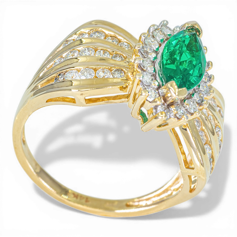 Thumbnail: 14K Gouden ring – 0,88CT Diamant & Kwarts