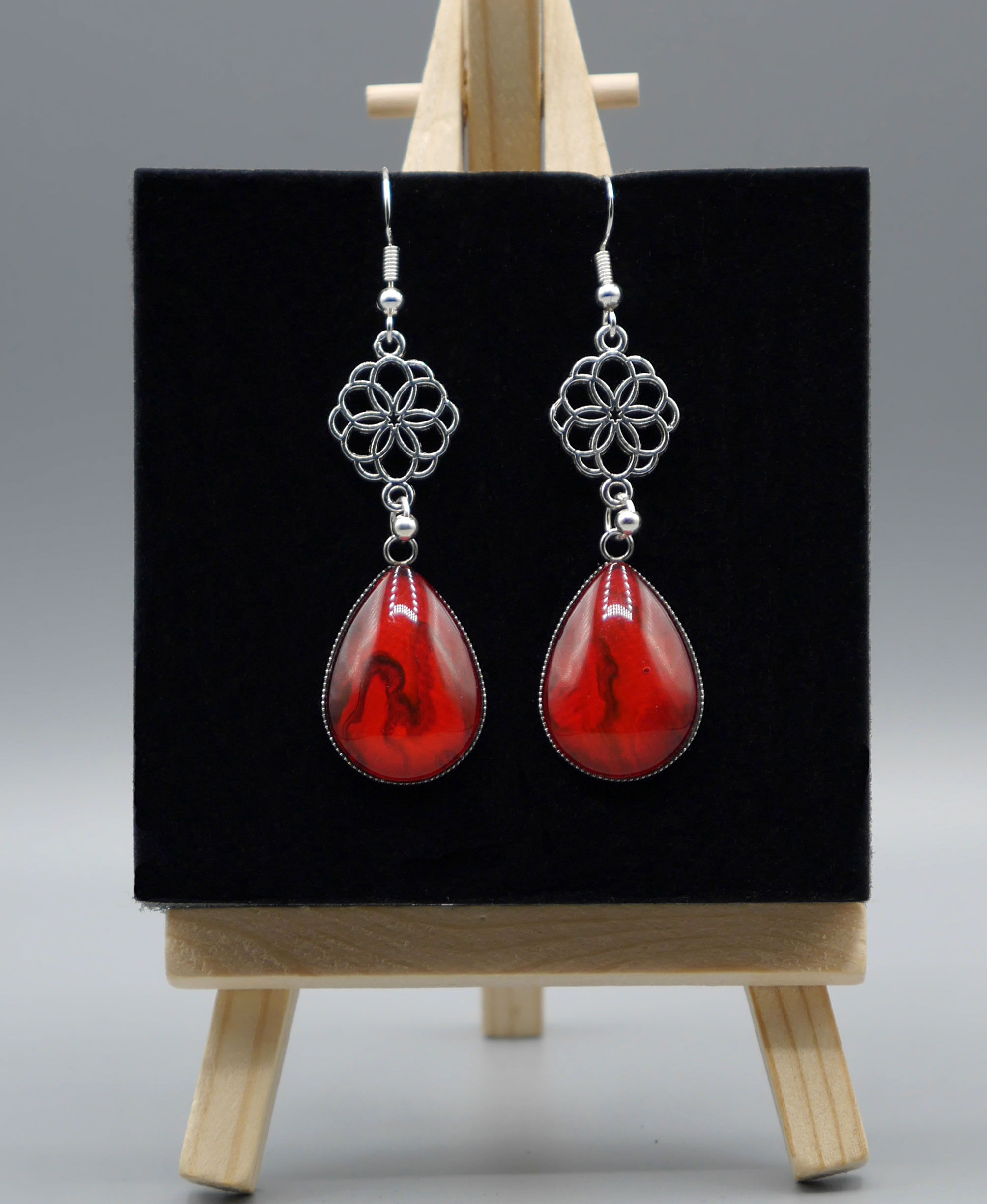 Boucles d'oreilles : Goutte rouge N°6