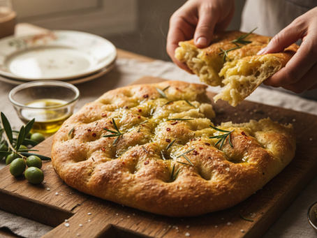 פוקאצ'ה שהיא בעצם תירוץ לשתות שמן זית