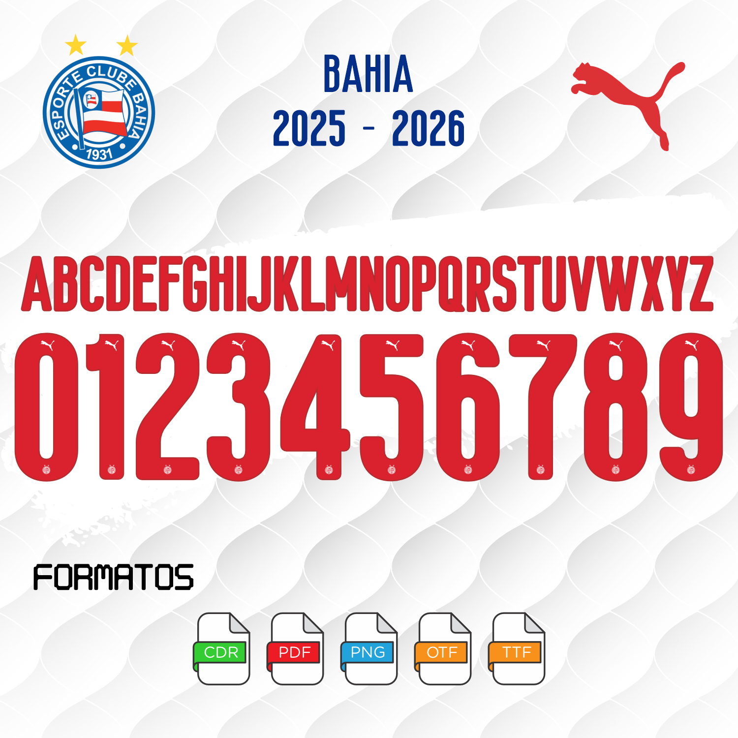 🔵⚪🔴 Fonte Vetorizada – Bahia (BA) Uniforme 2 (2025/2026)