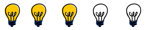 Graphic image of 5 lightbulbs with 3 highlighted