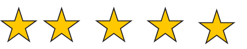 Infographic of 3 yellow stars and 2 white, representing an overall score of 3/5